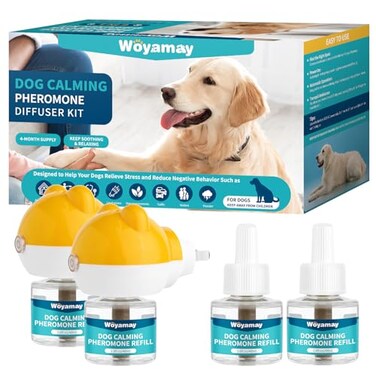 Woyamay Dog Calming Diffuser Dog Pheromones Calming Diffuser for Dog Anxiety Relief 6in1 Dog Pheromone Diffuser Kit with 2 Diffuser 4 Refill 48ml Vial 120 Days Pheromone Diffuser to Calm Dogs