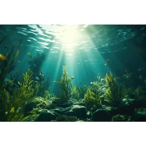 riivvdise Riivvdise Ocean Aquarium Background Aquatic Plants With Rocks Terrarium Backdrop Sunlight