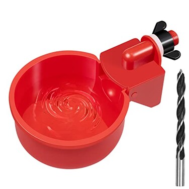 LANARP Chicken Waterer Cups 8 Pack Automatic Chicken Water Cups for Poultry Float Style Gravity Chicken Watering System Water Feeder Kit 5 Gallon with Mounting Hole Opener