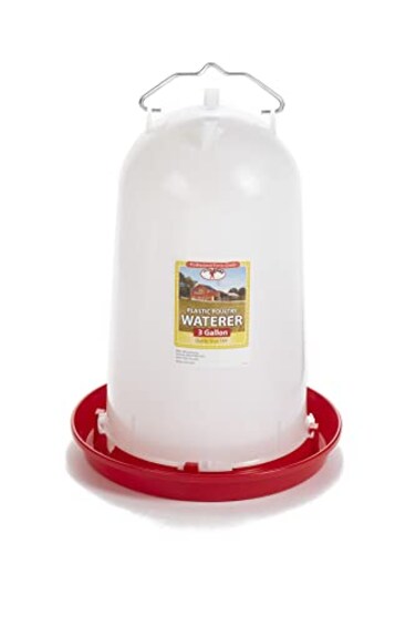 Little Giant Plastic Poultry Drinker Heavy Duty Plastic Gravity Fed Water Container Jar Chicken Waterer with Handle 3 Gallon