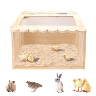 Quxddy Chicken Brooder Box Large Wooden Brooder Box for Chicks Chick Brooder Baby Chicken Supplies Animal Playpen with Top for Chickens Ducks Quails Hamsters 157118118