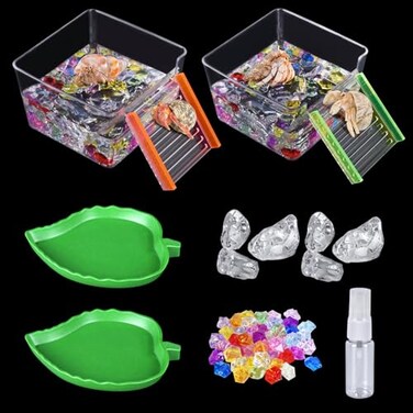 NestBasics 7 Pack Hermit Crab Pool Hermit Crab Water Bowl Dish Hermit Crab Food Bowl Dish Hermit Crab Accessories Starter Kits