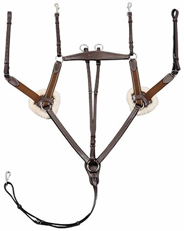 Henri de Rivel Pro 5 Point Elastic Breastplate Martingale with Running Attachment Australian Nut Cob