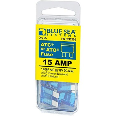 Blue Sea Systems 5242100 15A ATOATC Fuse 25 Pack