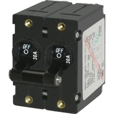 Blue Sea Systems 7237 ASeries Black Toggle Circuit Breaker Double Pole 30A