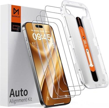 DIMONCOAT 4PACK Screen Protector Compatible with iPhone 16 Pro Auto Alignment Kit 10X Military Protection 16 Pro 63 inch Tempered Glass Film Case Friendly