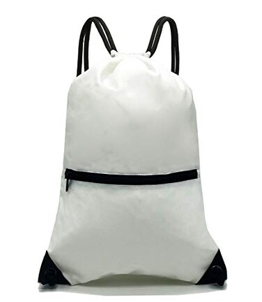 HOLYLUCK Drawstring Backpack Bag Sport Gym Sackpack white
