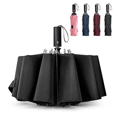 G4Free Inverted Windproof Umbrella54 Inch Large Canopy for Rain folding Compact Reverse with 10 Ribs Automatic Open Close