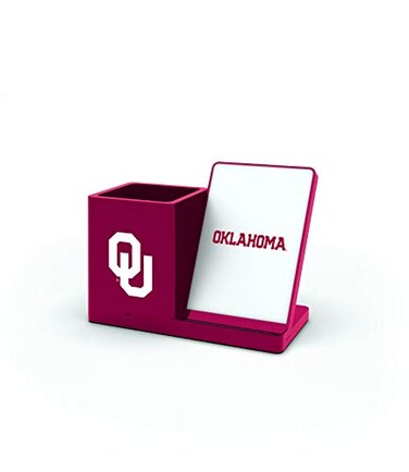 SOAR NCAA Wireless Cell Phone Charging Stand and Desktop Organizer Oklahoma Sooners