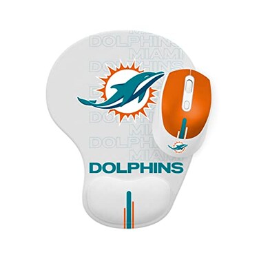SOAR NFL Wireless Mouse and Mouse Pad Miami Dolphins
