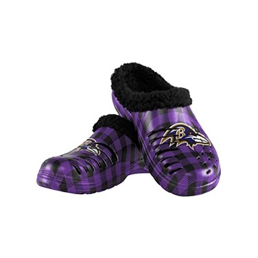 FOCO Baltimore Ravens NFL Mens Sherpa Lined Buffalo Check Clog M