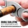 MR BROG Mrs Brog Stainless Steel Cigar Cutter with Back Protector Round Ends and Body Leather Pouch Guillotine Double Blade for a Precise Perfect Cut