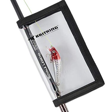 KastKing Madbite Lure Wraps Available in Two Sizes Keeps Lures Safe Durable Clear PVC Easily See Lures Easy Open and Close Hook Loop System Great Value Includes 4 Lure Wraps