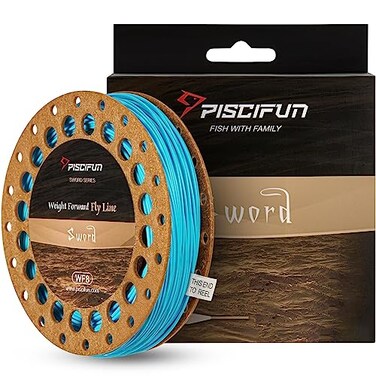 Piscifun Sword Fly Fishing Line with Welded Loop Weight Forward Floating Fly Line WF7wt 100FT Sky Blue