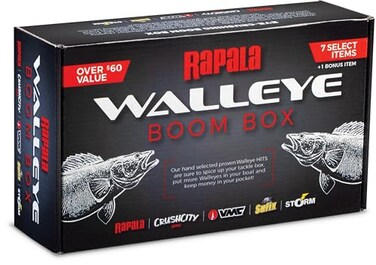 Rapala Walleye Boom Box Walleye Lure Selection Includes 7 HandPicked baits Plus 1 Bonus Item Featuring Trusted Brands Like Rapala VMC Crush City Sufix and Storm