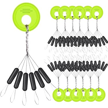 YOTO 300 Pieces Rubber Bobber Stops6 in 1 Float Sinker StopperOval Shape Column Shape Weight Stops Available