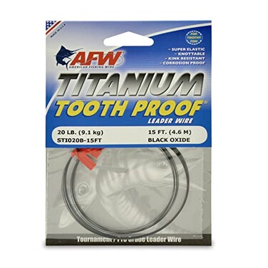 AFW Titanium Tooth Proof Single Strand Leader Wire 20 lb 15 ft