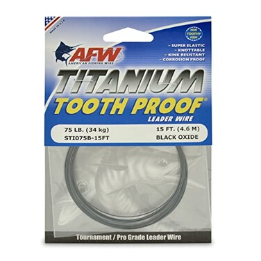 AFW Titanium Tooth Proof Single Strand Leader Wire 75 lb 15 ft