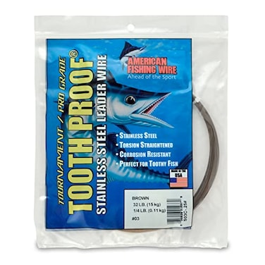 AFW 3 Tooth Proof Stainless Steel Single Strand Leader Wire 32 lb Test Camo 653ft