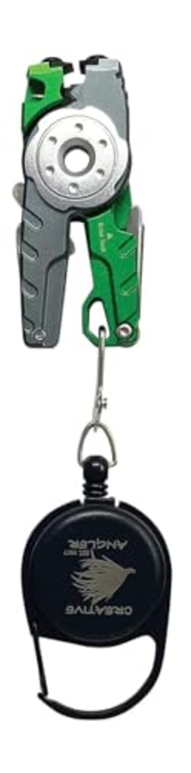 Creative Angler Multi Fishing Tool Nipper Line Cutter Knot Tie Tool Hook Eye Cleaner Hook Sharpner and ZingerRetractor Included Green