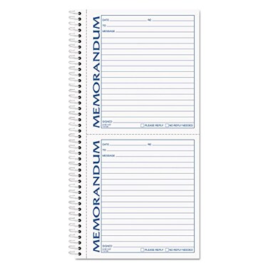 TOPS Memorandum Forms 2Part Carbonless 2 Memos per Page 100 Sets 4150