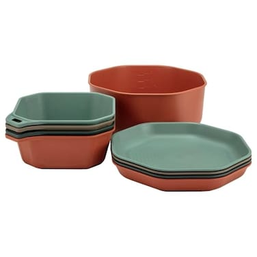 Gerber Gear ComplEAT Tableware Set Polypropylene Camping Cookware Portable Outdoor Tableware 4 Plates 4 Bowls 1 Mixing BowlTableware Set