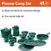 GSI Outdoors Camp Dinnerware Set I 4Person Set Includes Pioneer Enamel Percolator Frypan Kettle Bowls Plates Coffee Mugs