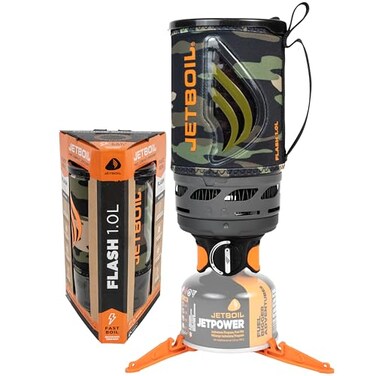 Jetboil Flash 10L Portable Fast Boil Stove for Camping and Backpacking with 1Step Auto Ignition PropaneIsobutane Burner with Cooking Cup Dark Camo