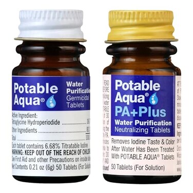 Potable Aqua Water Purification Tablets With PA Plus Two 50 count Bottles