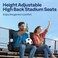 VIVOHOME Height Adjustable High Back Stadium Seats with Back Support and Cushion 2 Pack Portable Bleacher Chairs with Cup Holder and Shoulder Strap Black