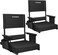 VIVOHOME Height Adjustable High Back Stadium Seats with Back Support and Cushion 2 Pack Portable Bleacher Chairs with Cup Holder and Shoulder Strap Black