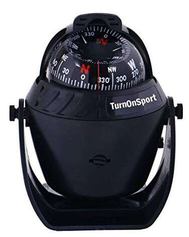 TurnOnSport Boat Compass Dash Mount Flush Boating Compass Dashboard Suction Navigation Marine Compass Boats Surface Mount Illuminated Dashboard Compass Ship Electronic Sea Compass Suction Cup Black