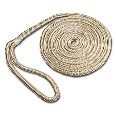 ACY Marine Double Braided Nylon Dock Line GoldWhite 12Inch x 15Feet