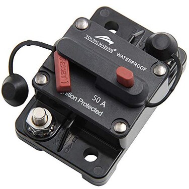 YOUNG MARINE Circuit Breaker Trolling with Manual ResetWater Proof12V 48V DC Surface Mount50A