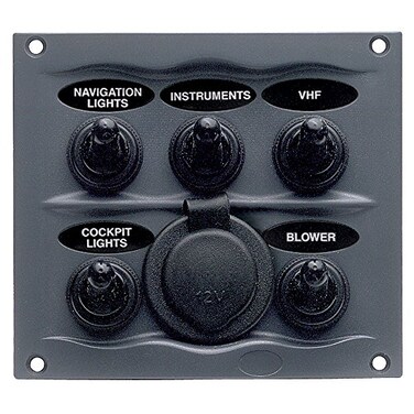 BEP 9005WPS Black Waterproof Panel with 5 Switches