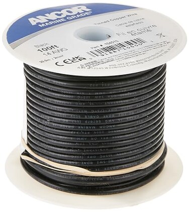 Ancor 184003 Tinned Copper Wire 14 AWG 2mm2 Black 18ft