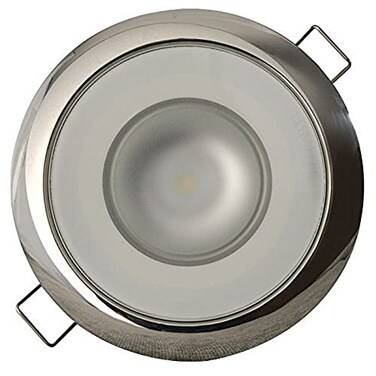 Lumitec Mirage Flush Mount Down Light Glass FinishPolished SS Bezel White NonDimming