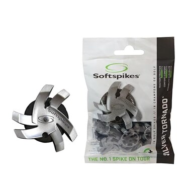 Softspikes Silver Tornado Golf Spikes Fast Twist 30 SilverBlack 18 Count