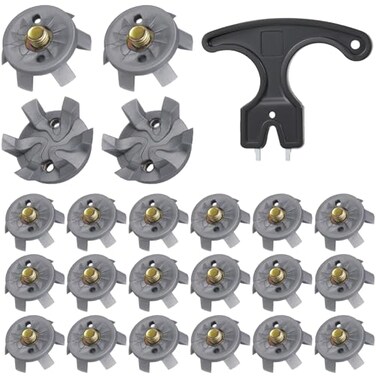 Cozypower 31 Pcs Golf Spikes Set Includes 30 Pcs Golf Cleats Replacement Black Cleats Spanner Metal Thread Screw 6 mm Dia Spike Tool for Lawn Cricket Shoe Player LoverSilvery Grey