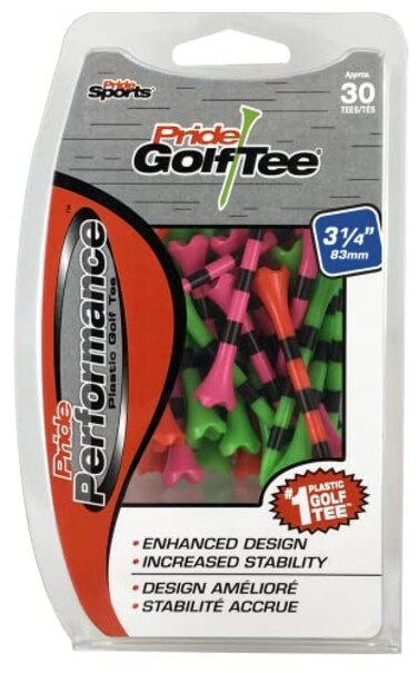 PrideSports Pride Golf Tee Spikes 30 Count Tees Citrus Mix 325 US