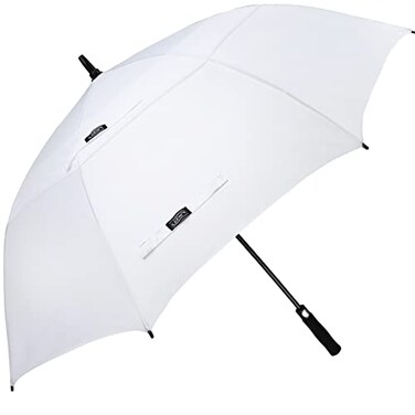 G4Free 54 Inch Automatic Open Golf Umbrella Windproof Extra Large Oversize Double Canopy Vented Windproof Waterproof Stick Umbrellas for Men White