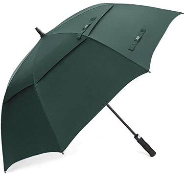 G4Free 54 Inch Automatic Open Golf Umbrella Windproof Extra Large Oversize Double Canopy Vented Windproof Waterproof Stick Umbrellas for Men Dark Green