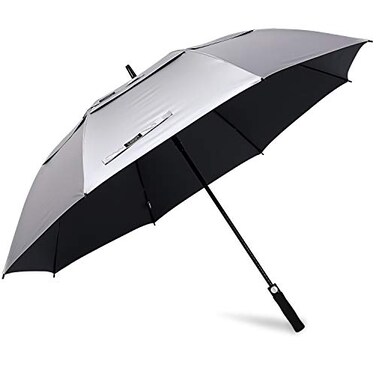 G4Free 68 Inch UV Protection Golf Umbrella Auto Open Vented Double Canopy Oversize Extra Large Windproof Sun Rain Umbrellas SilverBlack