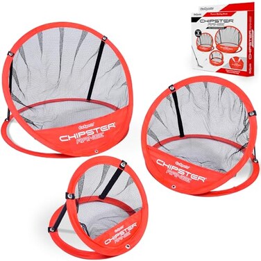 GoSports CHIPSTER Range 3 Piece Golf Chipping Practice Net Target System with Carrying Case Red