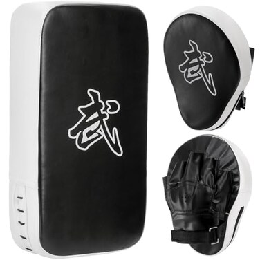 WUWEOT 2in1 Punching Mitts Kick Pack Set Boxing Mitts Focus Pads and Taewondo Kick Pad Adjustable Soft Shield Durable Training Pads Set for Boxing Kickboxing Karate Muay Thai MMA Training