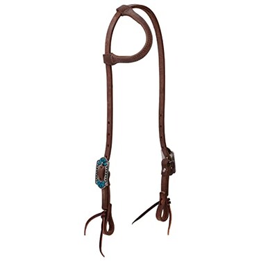 Weaver Leather ProTack Headstall with Designer Hardware Sliding Ear Turquoise Flower
