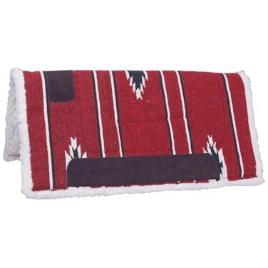 Tough 1 Square Saddle PadFleece Bottom RedBlackCream 30 x 30