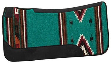 Weaver Equine 31 x 32 Contoured Single Weave Wool Blend Felt Horse Saddle Pad Shock Absorbing Western Saddle Pad for Protection Turquoise Pattern