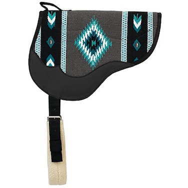 Weaver Leather Wool Blanket Top Bareback Pad GrayTurquoise