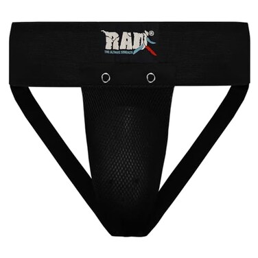 RAD Groin Guard for Men Black Medium MMA Boxing Muay Thai Martial Arts Athletic Cup with Removable Protective Cup